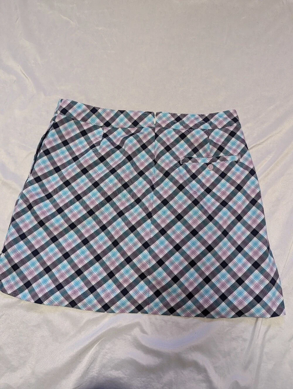 Lady Hagen Blue Purple Plaid Women's Golf Athletic Skort With Zipper Front Sz 8